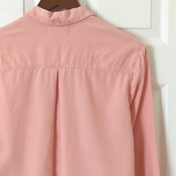 Cloth & Stone Classic Tencel Long Sleeve Button Down Tie Front Top Salmon Pink S - Picture 11 of 11